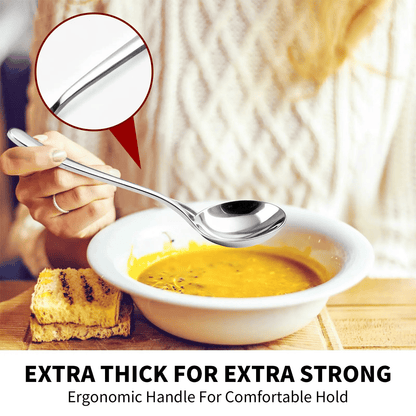 🍲 4/6 PCs Stainless Steel Soup Spoon Set