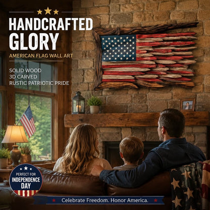 🎨🇺🇸 Handcrafted Wooden American Flag Wall Decor