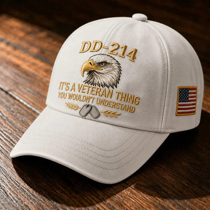 DD-214 Veteran 3D Embroidered Cap - "IT'S A VETERAN THING YOU WOULDN'T UNDERSTAND" 🎁 Free Honor Coin With Every Cap Purchase