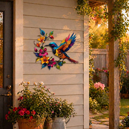 Hummingbird Bloom Metal Wall Art