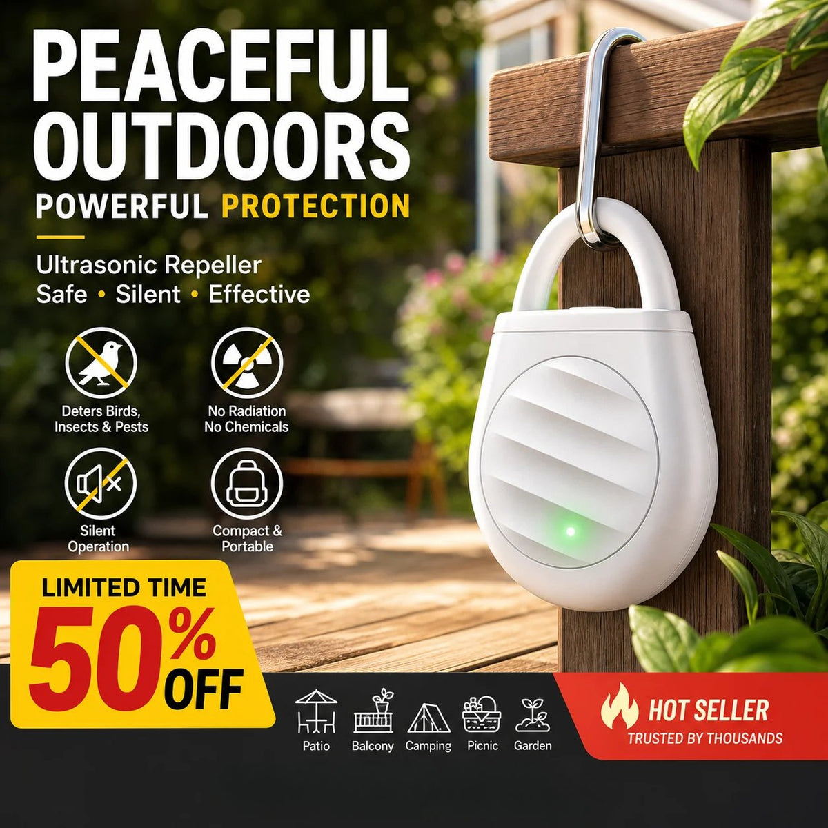 🏡🐦No more trouble from birds, beasts and locusts！Portable Ultrasonic Bird Repellent Keychain