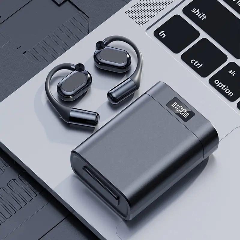 🎧 50% OFF NOW! 🎵 Open-Ear Wireless Earphones – Comfort Fit, Bluetooth 5.4 & LED Flashlight Case 🔦