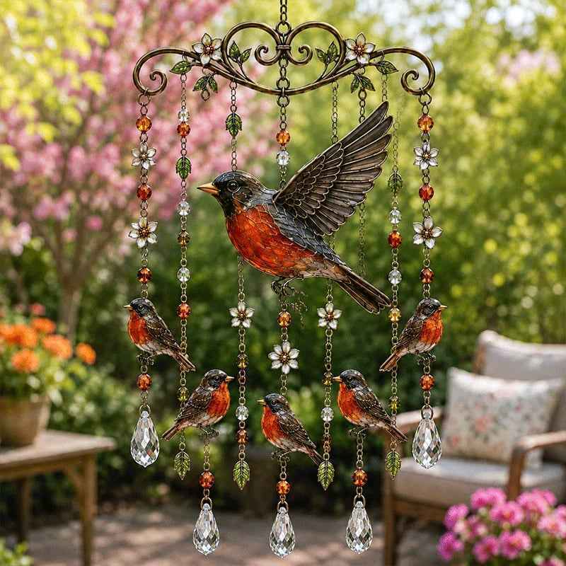Graceful Hummingbird Crystal Wind Chime – Outdoor Garden Decor for Bird Lovers