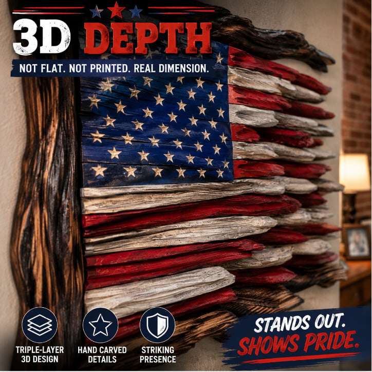 🎨🇺🇸 Handcrafted Wooden American Flag Wall Decor