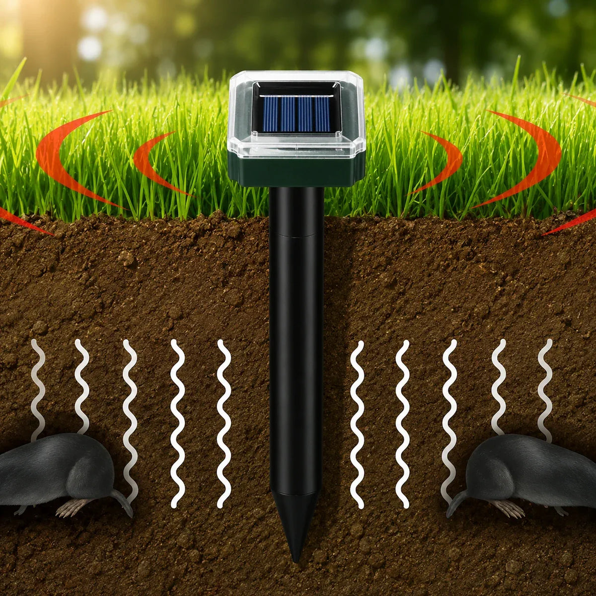 🌸Spring Sale 50% OFF☘️Solar Powered Waterproof Screw Mole Repellent