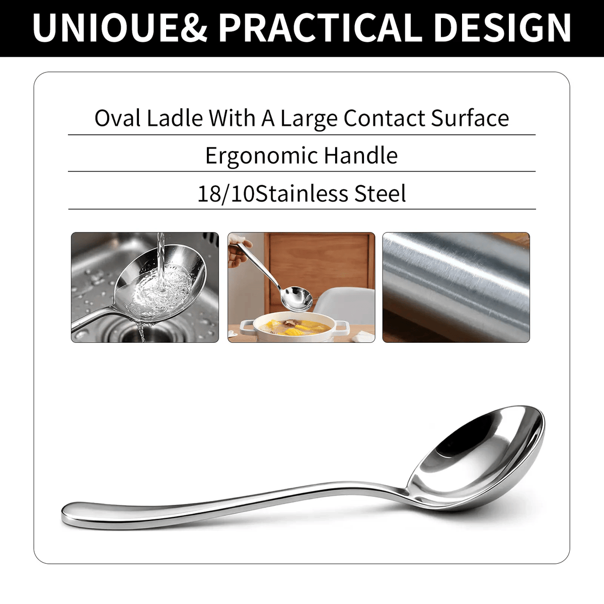 🍲 4/6 PCs Stainless Steel Soup Spoon Set