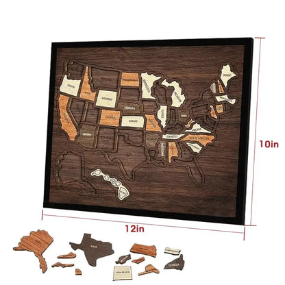🔥Limited Time 49% off – USA Wooden Travel Map Puzzle for Adventure Lovers