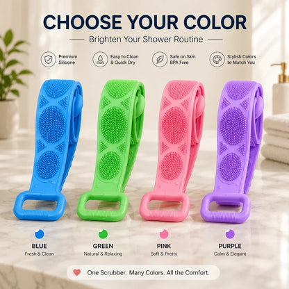🛁 Limited-Time 49% OFF 💦 Silicone Bath Brush Double-Sided Exfoliating Back Scrubber