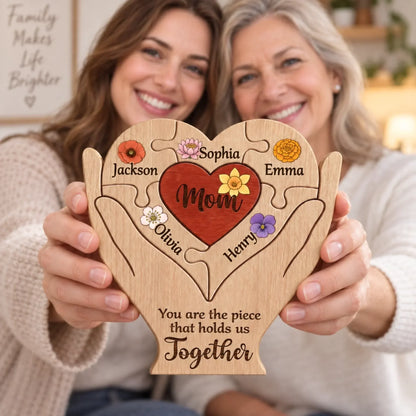 Custom Shaped Wooden Art Puzzle - Personalized Mother's Day Father's Day Birthday Gifts For Mom, Dad, Grandma, Grandpa - Together in Every Piece