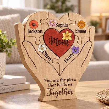 Custom Shaped Wooden Art Puzzle - Personalized Mother's Day Father's Day Birthday Gifts For Mom, Dad, Grandma, Grandpa - Together in Every Piece