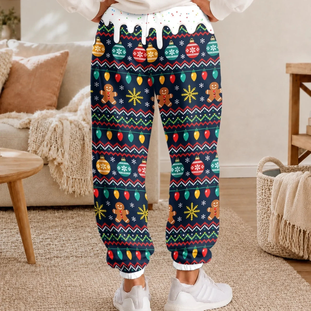Custom Letter Unisex Sweatpants - Personalized Christmas Birthday Gifts For Mom, Dad, Brother, Sister - Merry Cookie Season