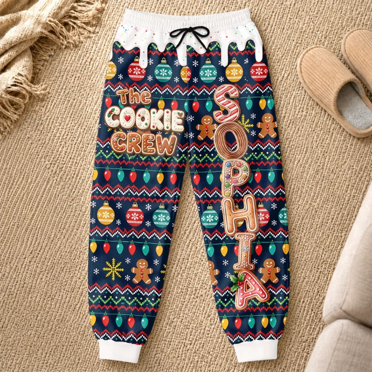 Custom Letter Unisex Sweatpants - Personalized Christmas Birthday Gifts For Mom, Dad, Brother, Sister - Merry Cookie Season