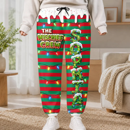 Custom Letter Unisex Sweatpants - Personalized Christmas Birthday Gifts For Mom, Dad, Brother, Sister - Grinch Mode