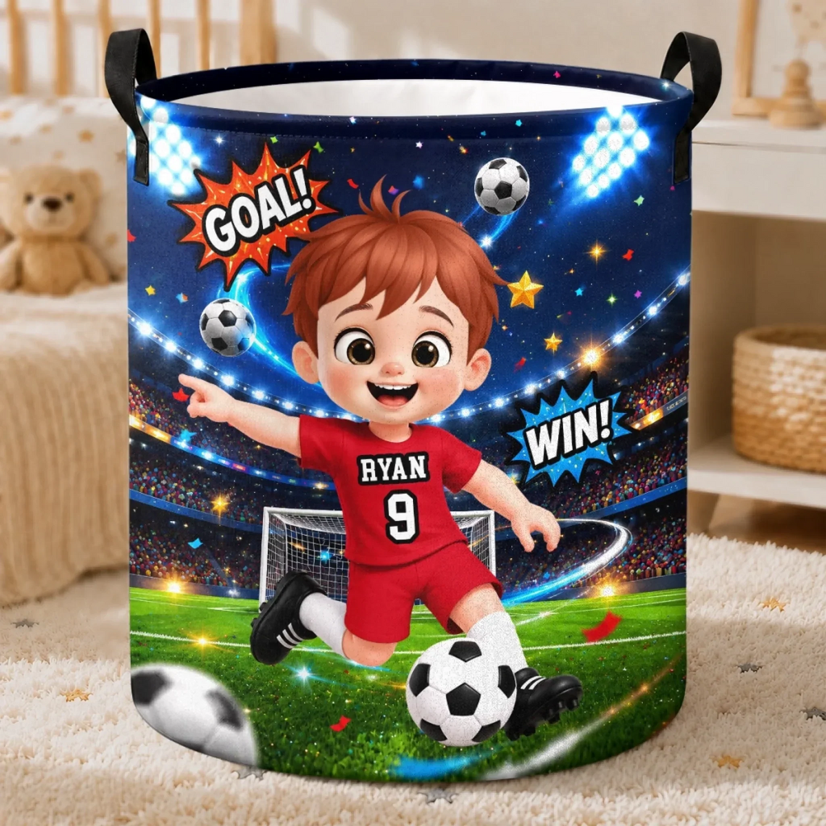 Custom Laundry Basket - Personalized Birthday Gifts For Kids - Goal Getter