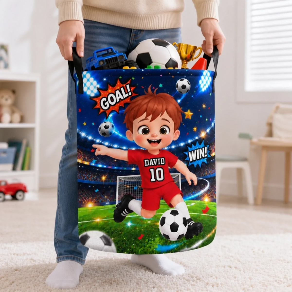 Custom Laundry Basket - Personalized Birthday Gifts For Kids - Goal Getter