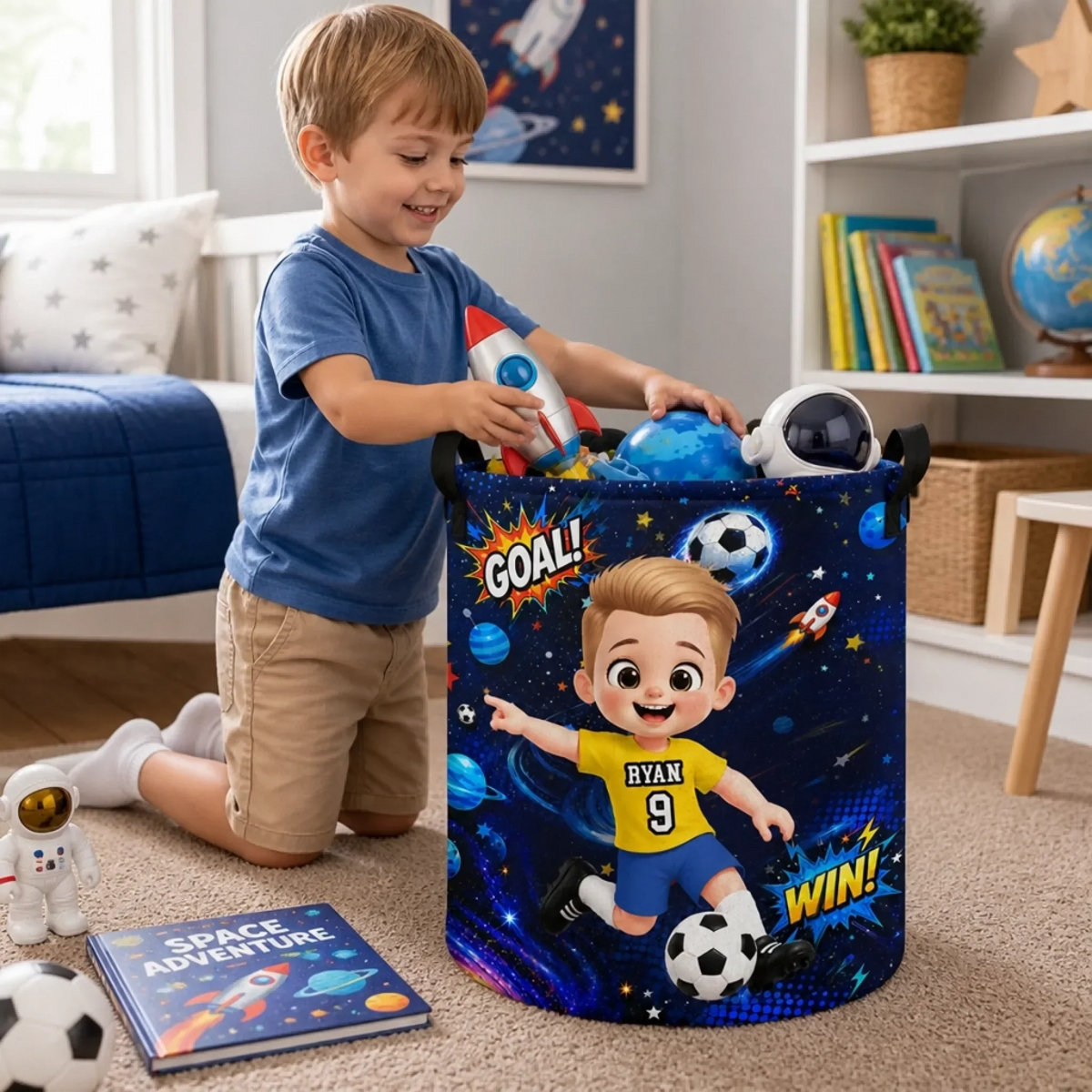 Custom Laundry Basket - Personalized Birthday Gifts For Kids - Goal Getter