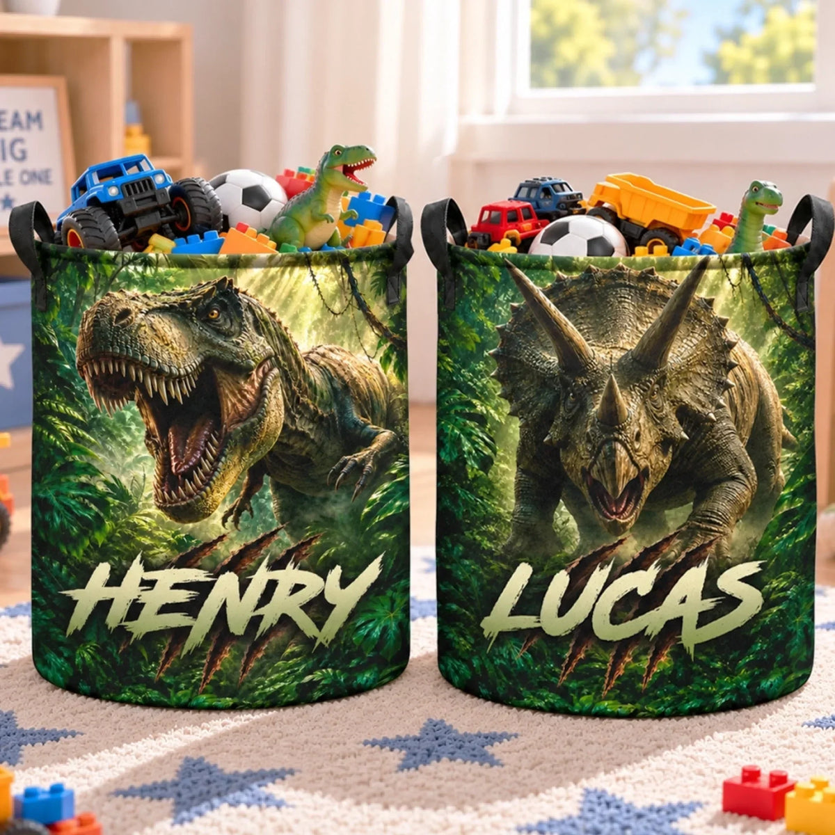 Custom Laundry Basket - Personalized Birthday Gifts For Kids - Dino Explorer