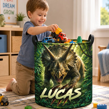 Custom Laundry Basket - Personalized Birthday Gifts For Kids - Dino Explorer