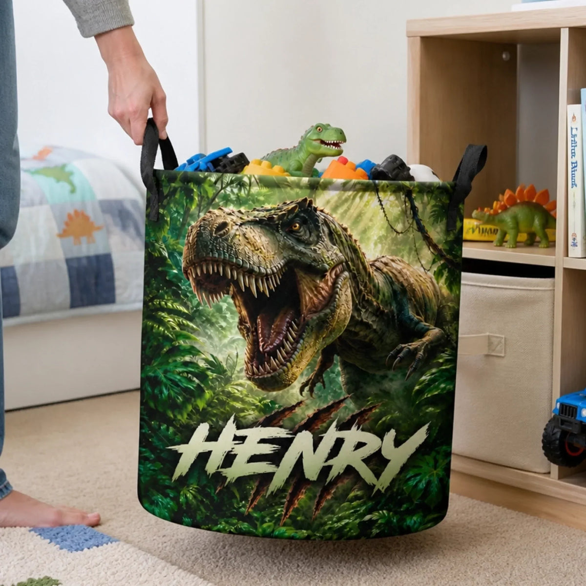 Custom Laundry Basket - Personalized Birthday Gifts For Kids - Dino Explorer