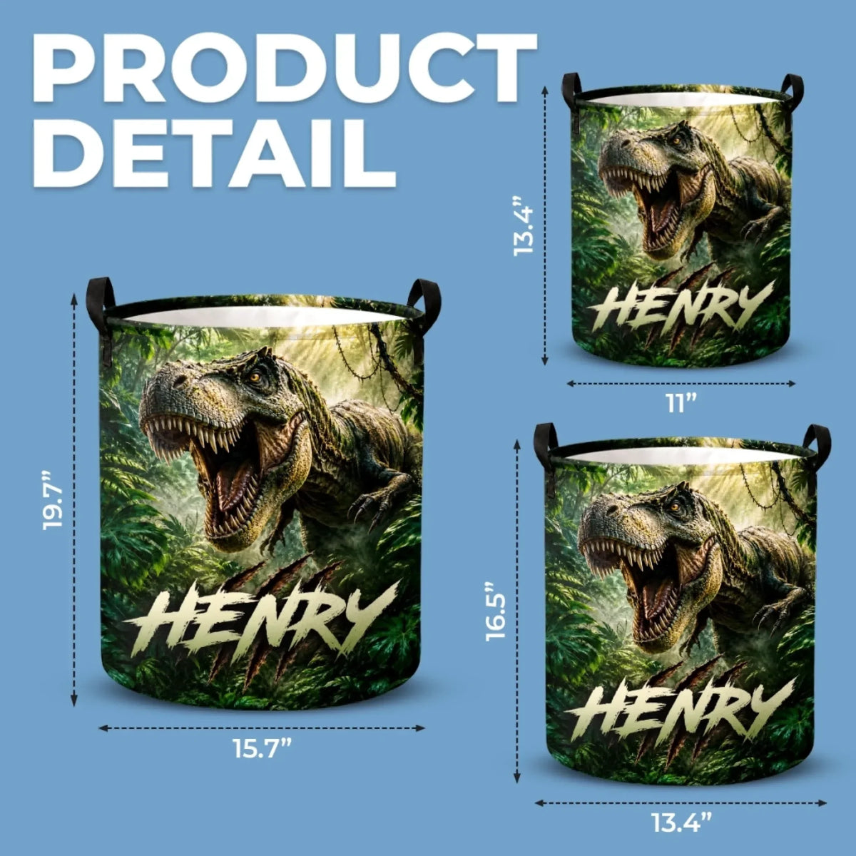 Custom Laundry Basket - Personalized Birthday Gifts For Kids - Dino Explorer