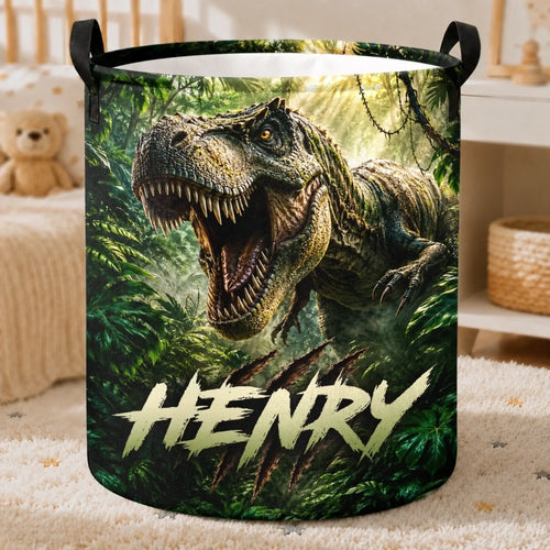 Custom Laundry Basket - Personalized Birthday Gifts For Kids - Dino Explorer