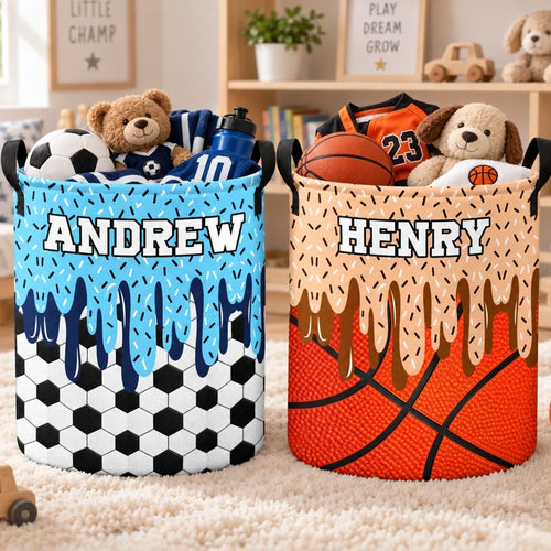 Custom Sport Laundry Basket - Personalized Birthday Gifts For Sports Fans, Sports Lovers, Kids - Play Like A Pro