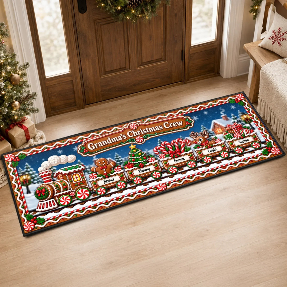 Custom Runner Rug - Personalized Christmas Birthday Gifts For Mom, Grandma - Grandma’s Holiday Squad