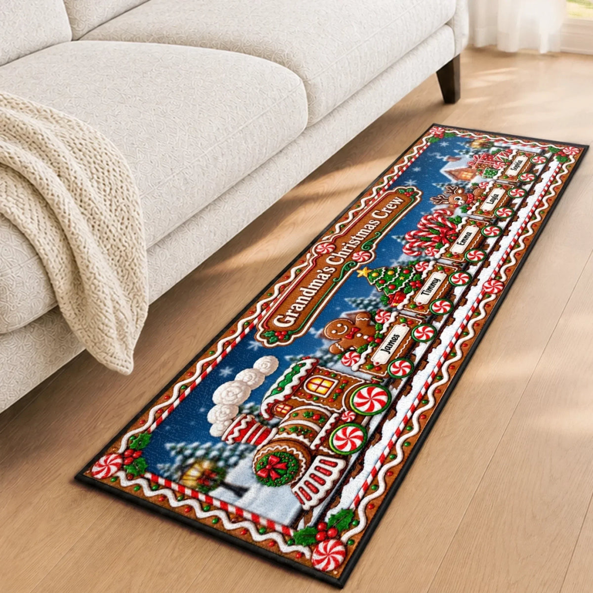 Custom Runner Rug - Personalized Christmas Birthday Gifts For Mom, Grandma - Grandma’s Holiday Squad