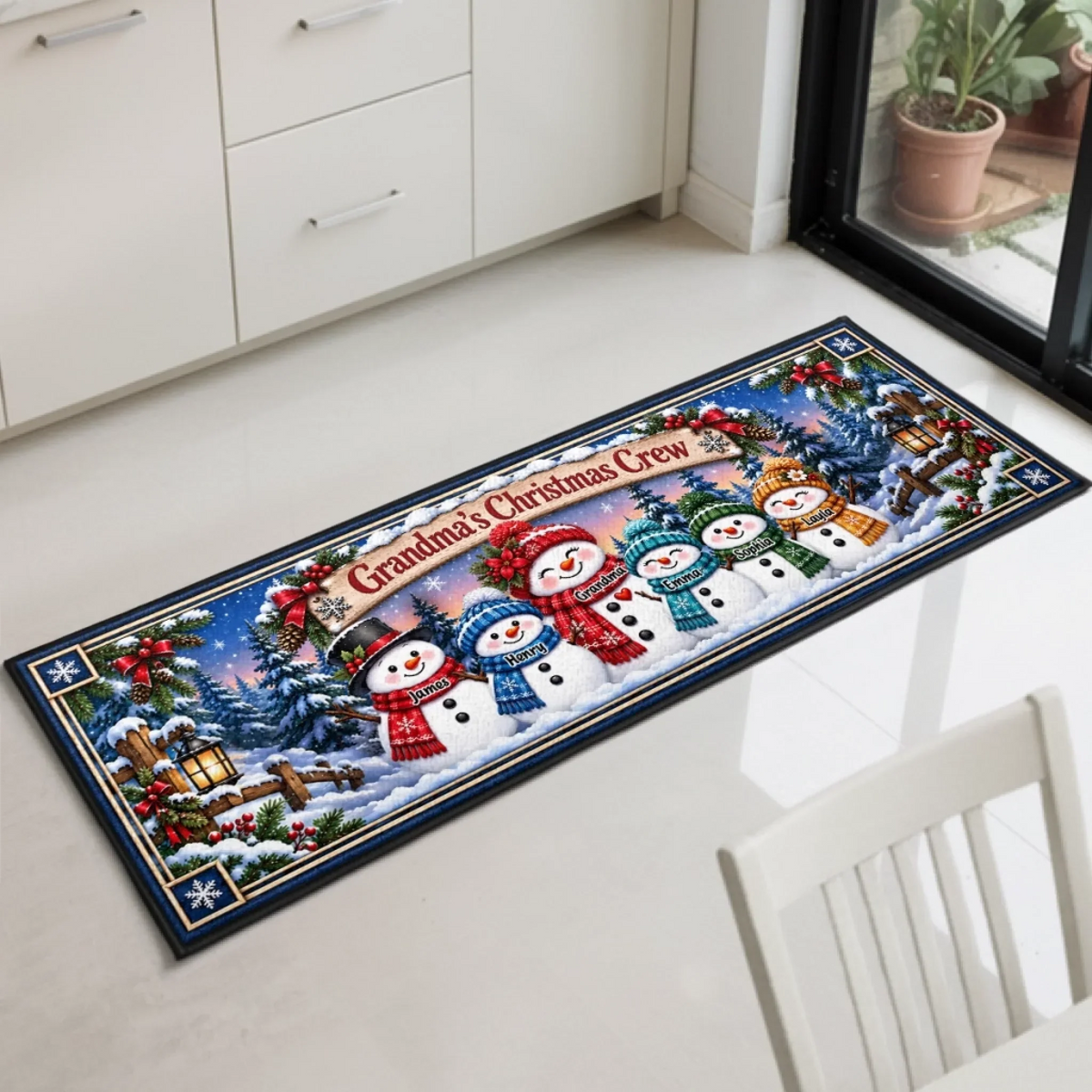 Custom Runner Rug - Personalized Christmas Birthday Gifts For Mom, Grandma - Christmas With My Crew