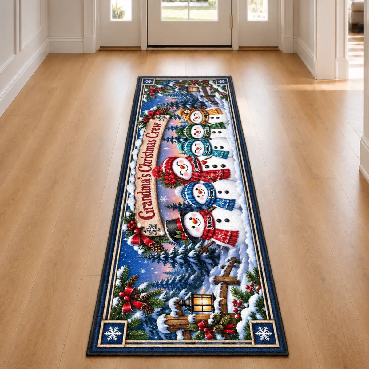 Custom Runner Rug - Personalized Christmas Birthday Gifts For Mom, Grandma - Christmas With My Crew