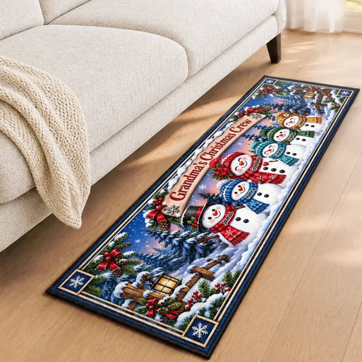 Custom Runner Rug - Personalized Christmas Birthday Gifts For Mom, Grandma - Christmas With My Crew