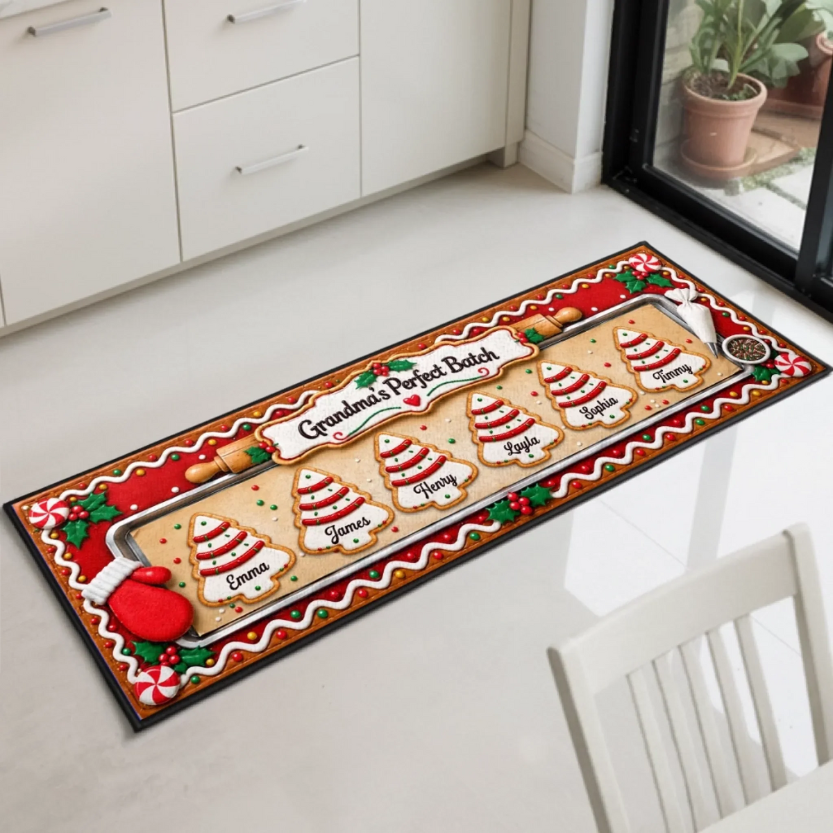 Custom Runner Rug - Personalized Christmas Birthday Gifts For Mom, Grandma - Grandma’s Merry Crew