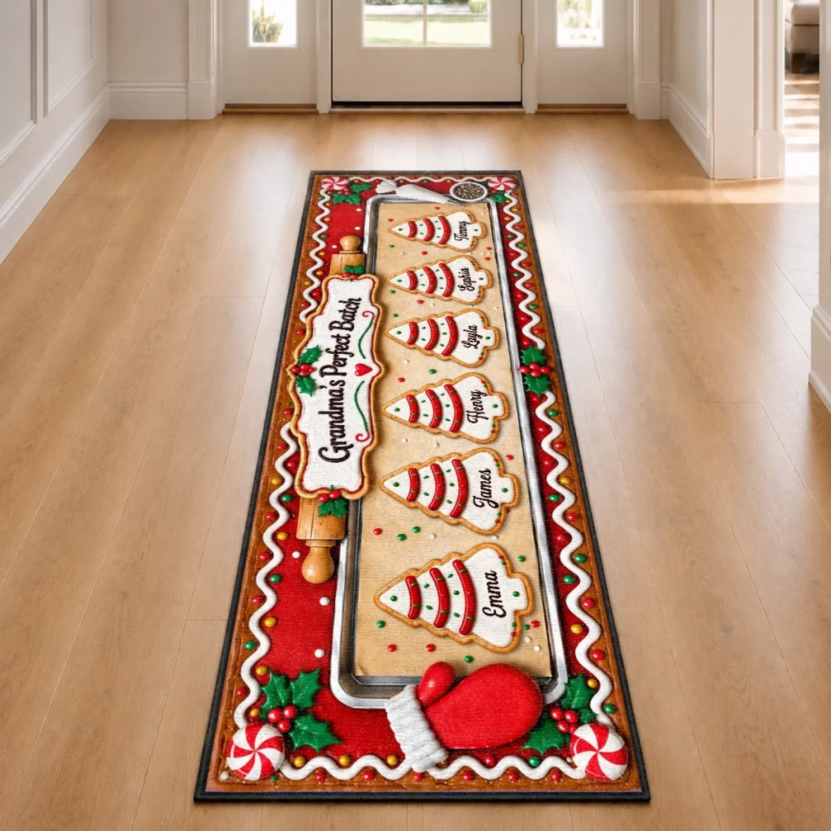 Custom Runner Rug - Personalized Christmas Birthday Gifts For Mom, Grandma - Grandma’s Merry Crew