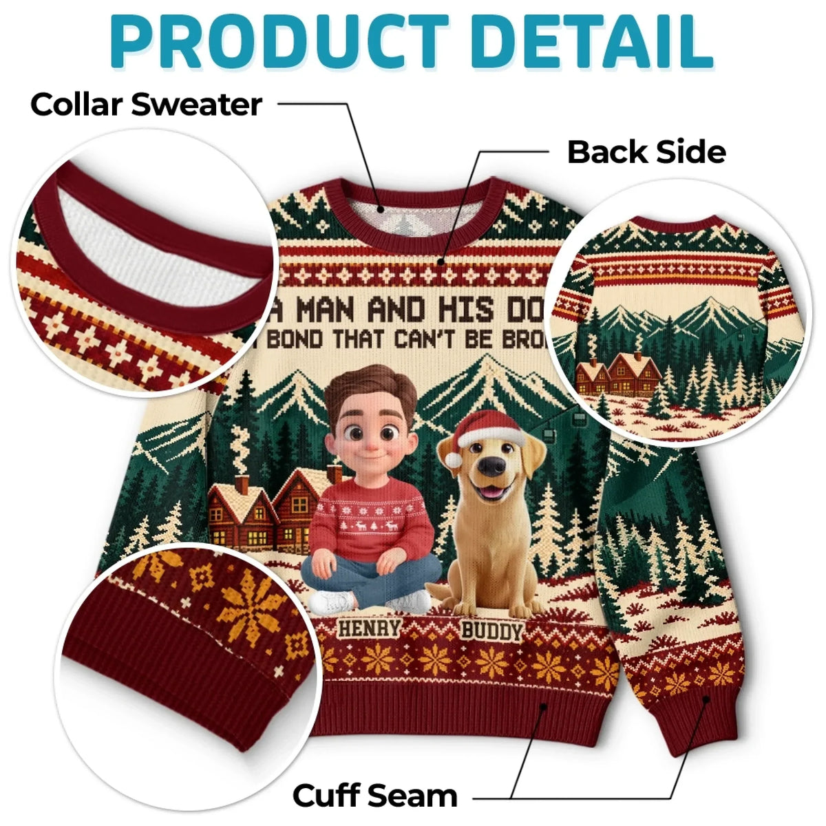 Custom Ugly Sweatshirt - Personalized Christmas Birthday Gifts For Dog Cat Lovers, Dog Dad And Mom, Cat Owners - Forever My Favorite Buddy