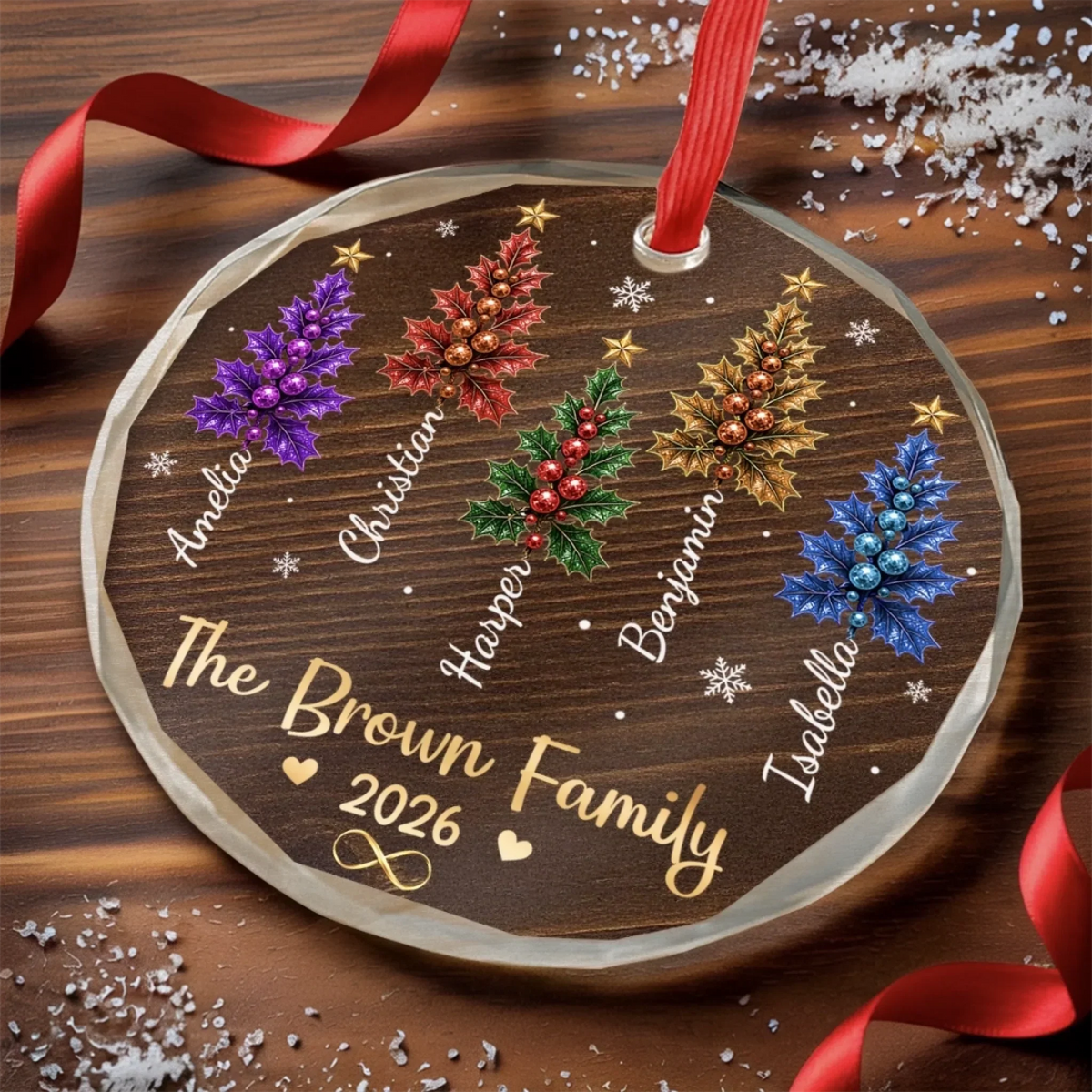 Custom Circle Glass Ornament - Personalized Christmas Birthday Gifts For Mom, Dad, Brother, Sister - Rooted In Love Grown Together