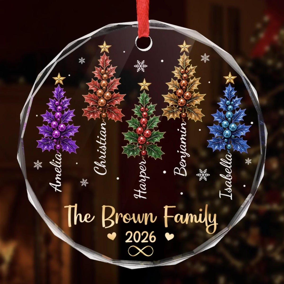 Custom Circle Glass Ornament - Personalized Christmas Birthday Gifts For Mom, Dad, Brother, Sister - Rooted In Love Grown Together