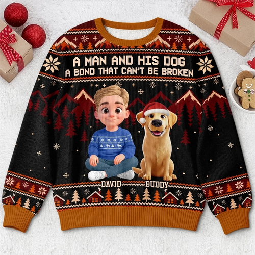 Custom Ugly Sweatshirt - Personalized Christmas Birthday Gifts For Dog Cat Lovers, Dog Dad And Mom, Cat Owners - Merry Vibes, Happy Paws
