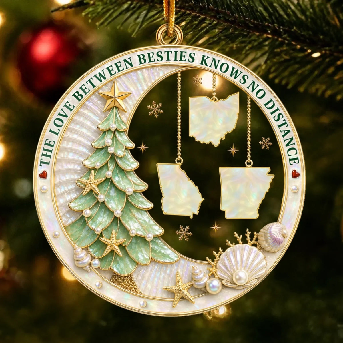 Custom Long Distance Acrylic Ornament - Personalized Best Friend Christmas Birthday Gifts For Women, Besties, Sisters, BFF - Forever My Distant Bestie