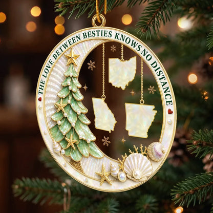 Custom Long Distance Acrylic Ornament - Personalized Best Friend Christmas Birthday Gifts For Women, Besties, Sisters, BFF - Forever My Distant Bestie