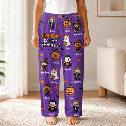 Custom Pajama Pants - Personalized Halloween Gifts For Grandma, Grandpa - Spoiling My Little Monsters