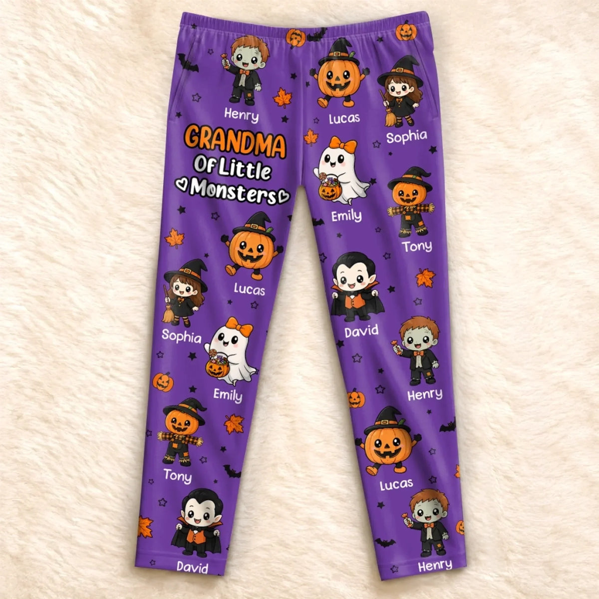 Custom Pajama Pants - Personalized Halloween Gifts For Grandma, Grandpa - Spoiling My Little Monsters