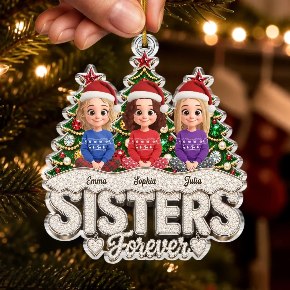 Custom Acrylic Ornament - Personalized Best Friend Christmas Birthday Gifts For Women, Besties, Sisters, BFF - Merry Times Together, Always