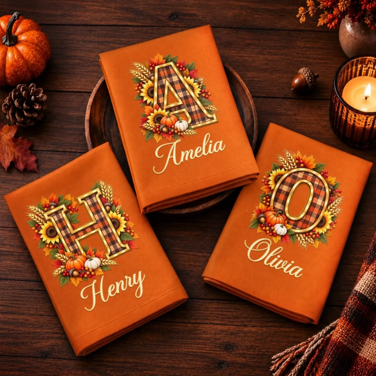 Custom Cotton Napkin - Personalized Birthday Gifts For Mom, Dad, Brother, Sister - Warm Fall Wishes To All