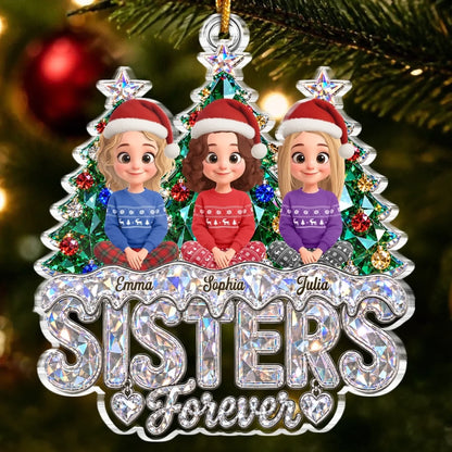 Custom Acrylic Ornament - Personalized Best Friend Christmas Birthday Gifts For Women, Besties, Sisters, BFF - Besties Under The Tree
