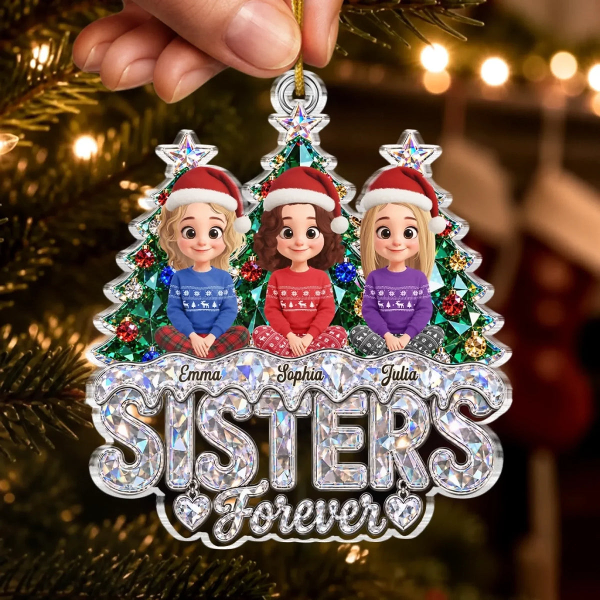 Custom Acrylic Ornament - Personalized Best Friend Christmas Birthday Gifts For Women, Besties, Sisters, BFF - Besties Under The Tree