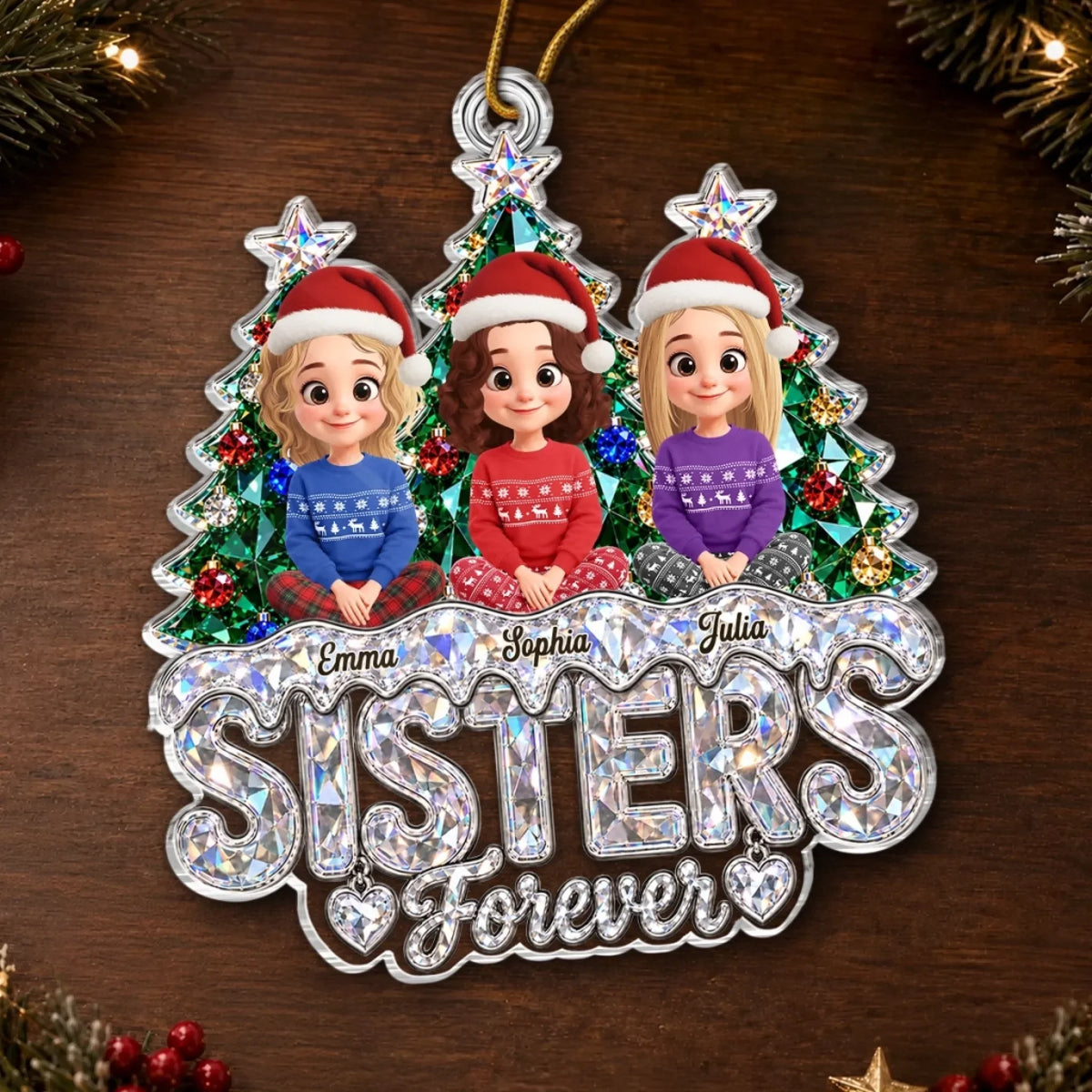 Custom Acrylic Ornament - Personalized Best Friend Christmas Birthday Gifts For Women, Besties, Sisters, BFF - Besties Under The Tree