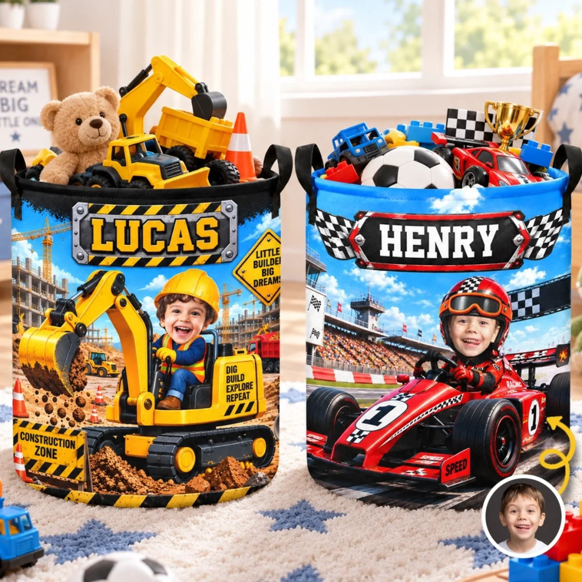 Custom Photo Laundry Basket - Personalized Birthday Gifts For Kids - Built To Explore