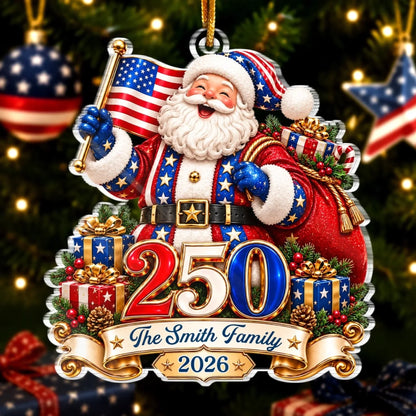 Custom Acrylic Ornament - Personalized America 250th Anniversary Christmas Gifts For Mom, Dad, Brother, Sister - Generations Gather Here