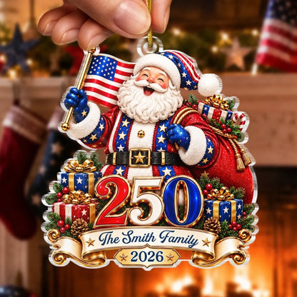 Custom Acrylic Ornament - Personalized America 250th Anniversary Christmas Gifts For Mom, Dad, Brother, Sister - Generations Gather Here