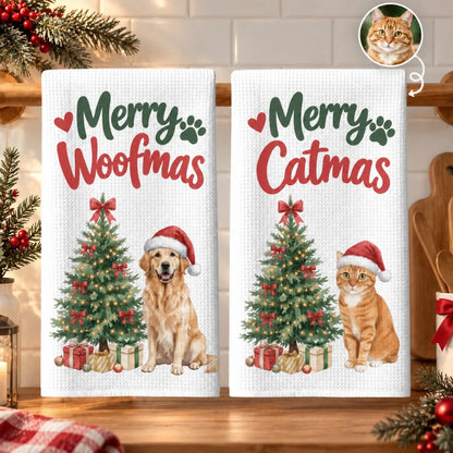 Custom Photo Kitchen Towel - Personalized Birthday Christmas Gifts For Dog Cat Lovers, Dog Dad And Mom, Cat Owners - Have A Pawsome Christmas